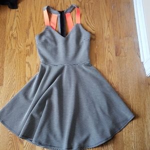 Striped cage back skater dress